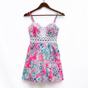 Lilly Pulitzer Rika Dress 00 Tiki Pink Gypsea Cut Out Mini Resort Party Cruise